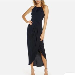 NEW SHONA JOY Draped Halter Tulip DRESS Size 8 $280 Navy NORDSTROM